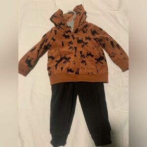 Simple Kids Brown and Black Animal Print Jogger Set
